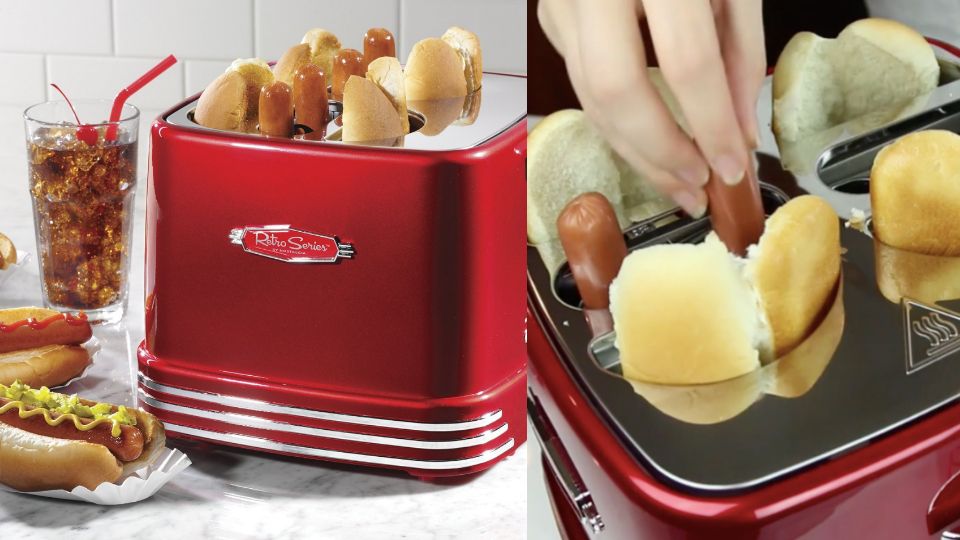懶人必備「現烤大亨堡、熱狗二合一麵包機」超方便！手指一壓就能輕鬆自製大亨堡！