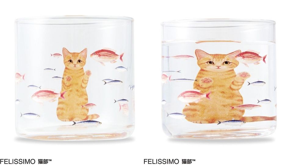 加水後直接胖三倍！日本貓部推出「小貓變肥貓」玻璃杯，看著杯裡的魚兒都要流口水啦！