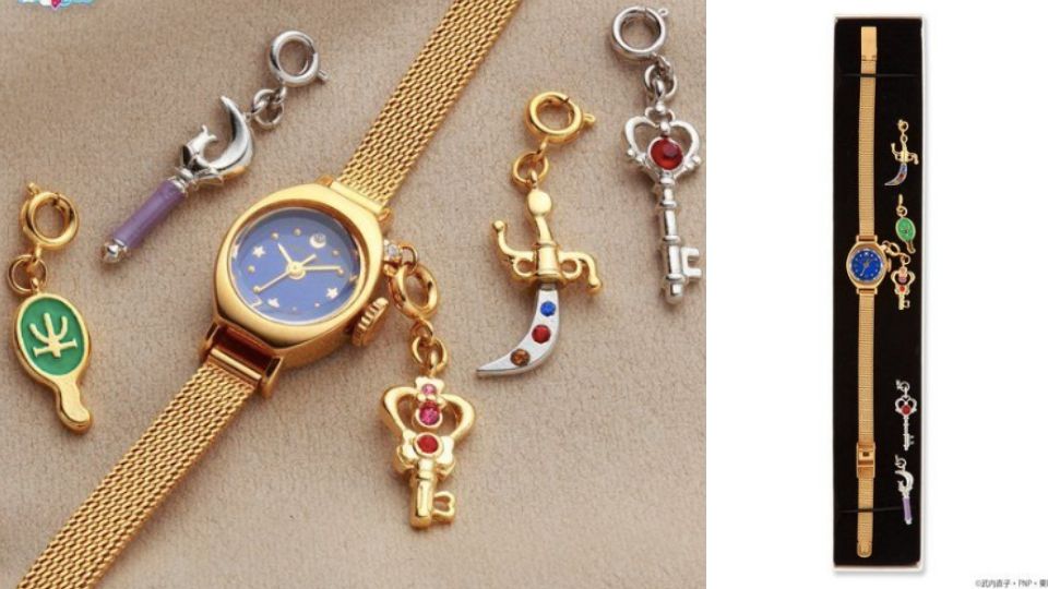 「美少女戰士」玫瑰金手錶，附4款變身道具吊飾，美戰粉必收！