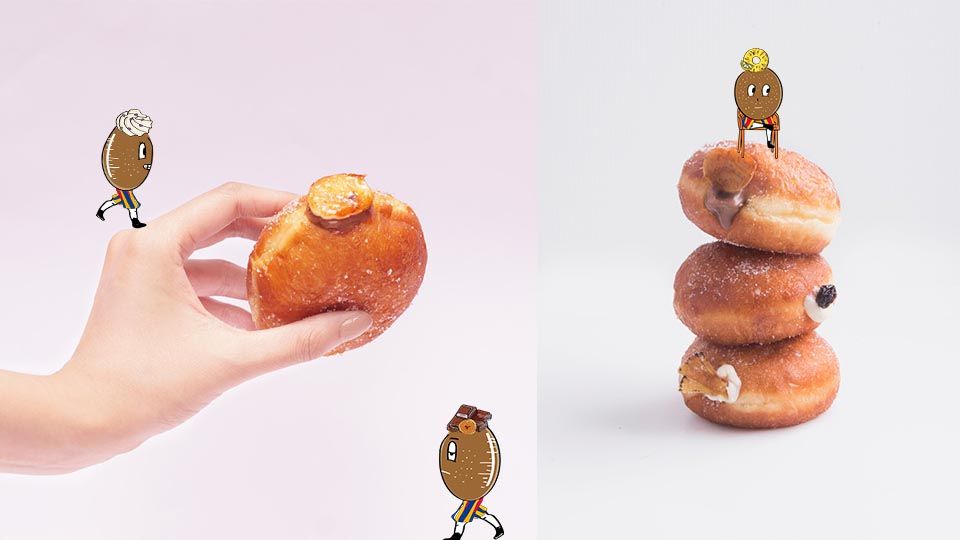 Dazzling Cafe推出爆餡甜甜圈！超可愛包裝盒＆頭上插鳳梨、香蕉的甜甜圈，看起來超療癒～