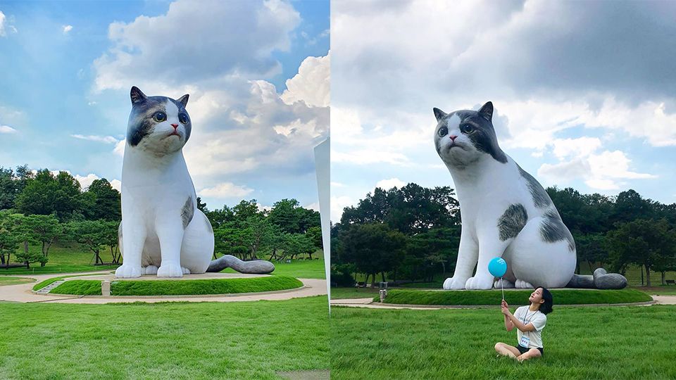 巨型喵星人出沒！韓國奧林匹克公園「AR動物園」，10公尺超巨大貓咪成為最新打卡熱點！