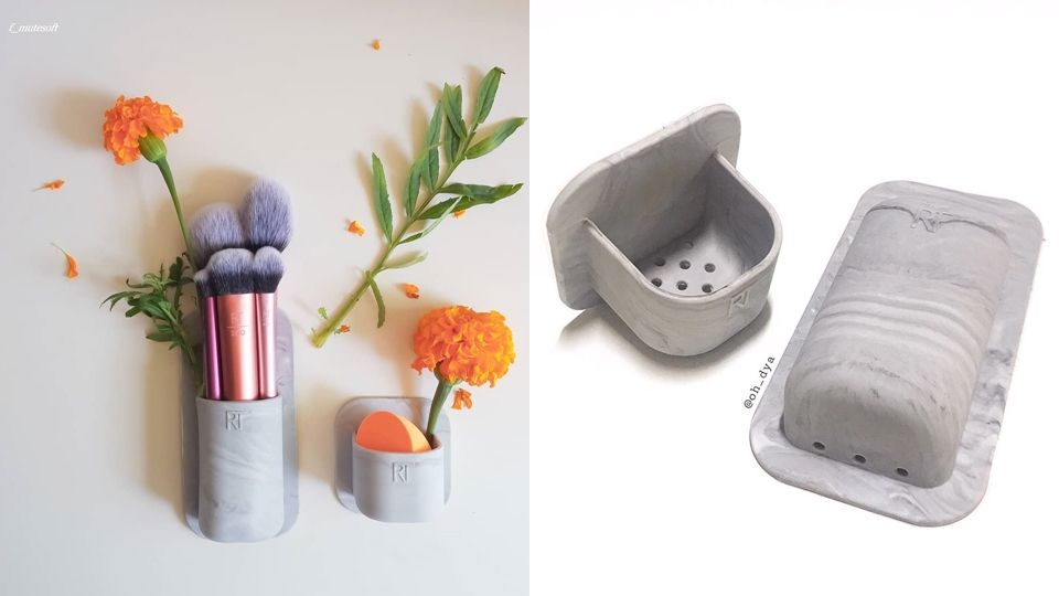 這樣收納好方便！RT新推出「隨手黏」刷具架，暈染水泥石紋超美，還有「美妝蛋」專屬的家！