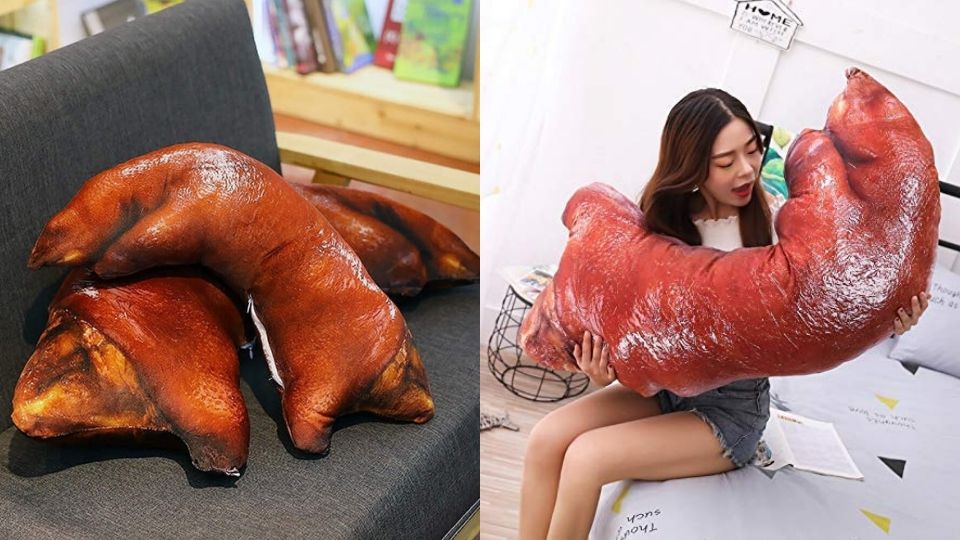 巨型「豬腳懶骨頭抱枕」，油亮膠質看了口水直流，快買來送給你愛吃豬腳的朋友！