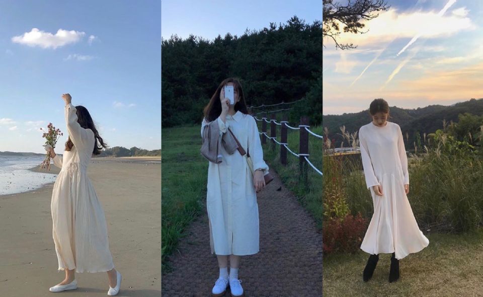 日常、上班、約會、旅遊！秋季韓國女孩們的白裙穿搭手冊！