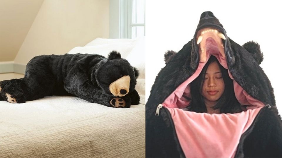 獵奇「大黑熊睡袋」引爆Twitter熱議！超逼真設計，鑽入一秒變黑熊！