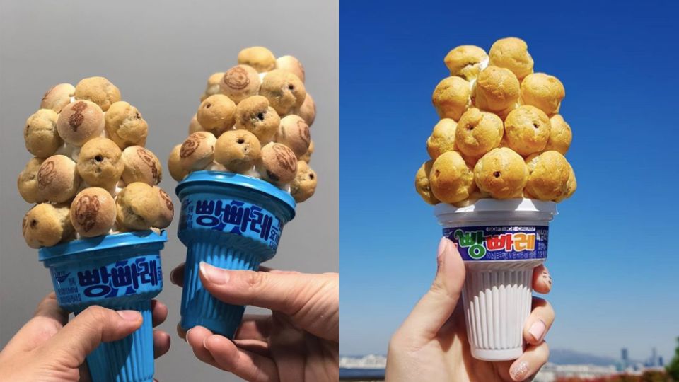 洗版IG的韓國「冰淇淋+泡芙餅乾」創意吃法爆夯！特殊新滋味，台灣超商就能自己DIY！