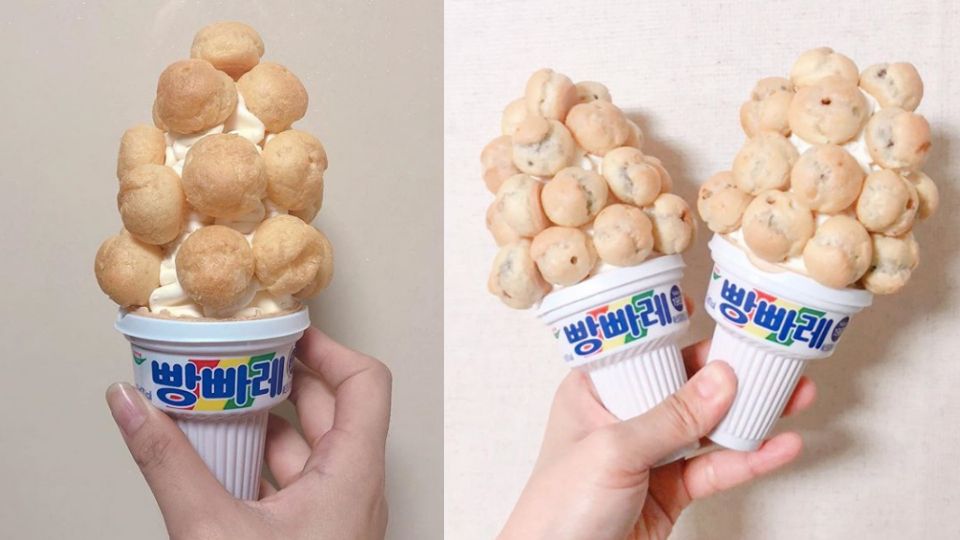 洗版IG的韓國「冰淇淋+泡芙餅乾」創意吃法爆夯！特殊新滋味，台灣超商就能自己DIY！