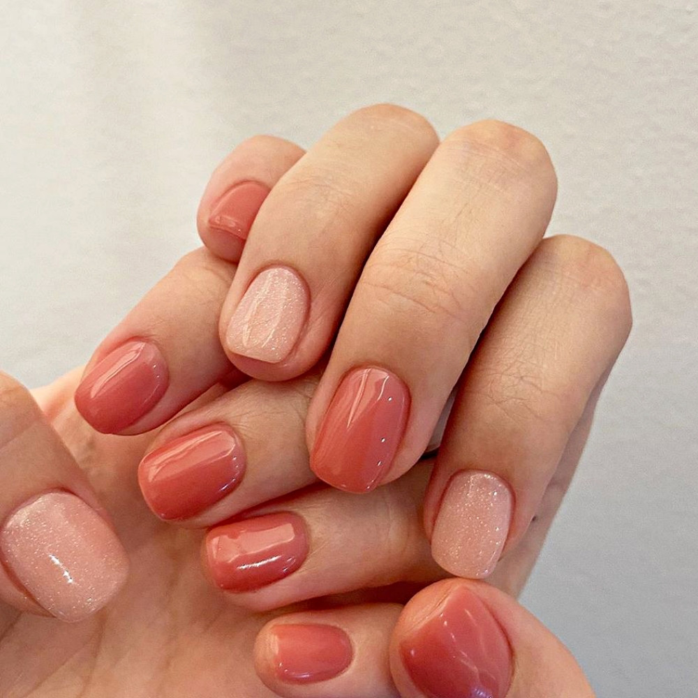 2020顯白純色美甲範本4:西柚色、葡萄柚色