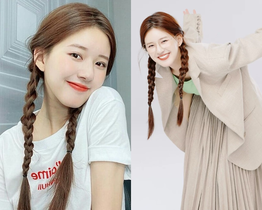 趙露思編髮造型3:雙麻花辮