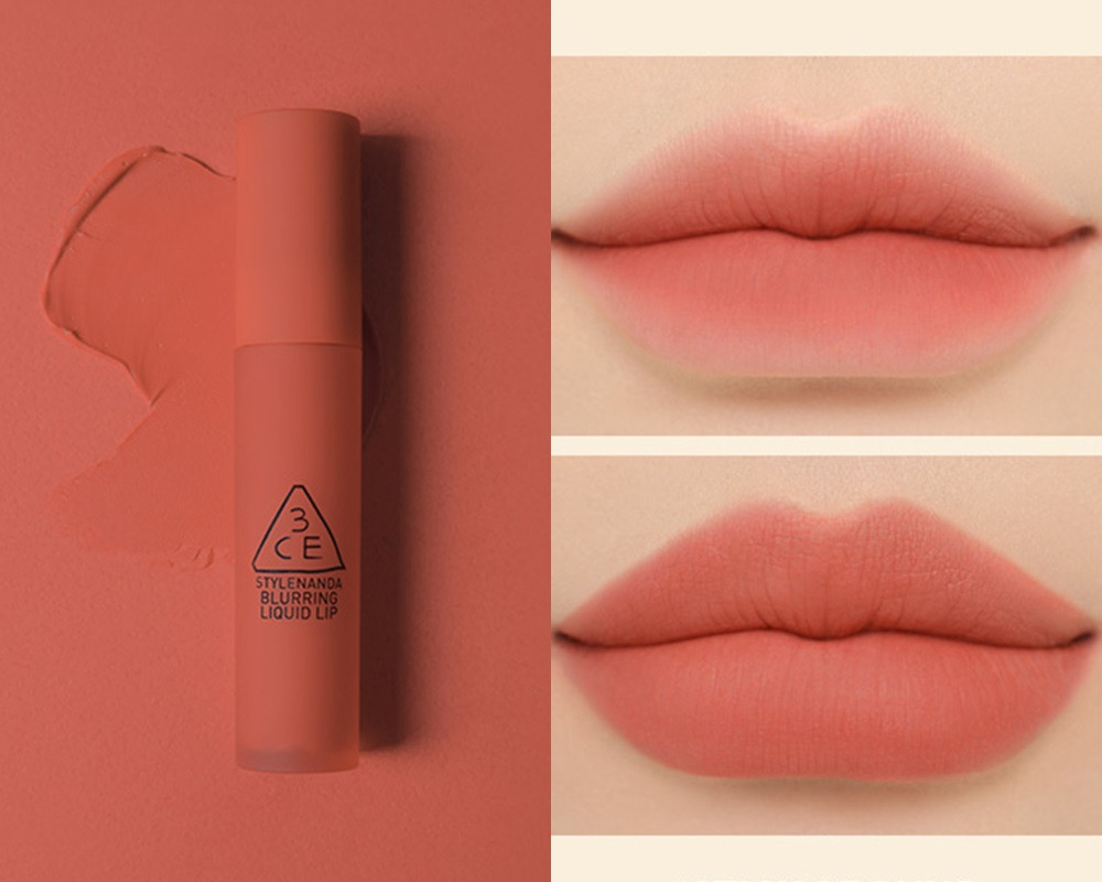 奶茶裸粉色唇膏推薦5：3CE BLURRING LIQUID LIP（#STICK AROUND），NT.470