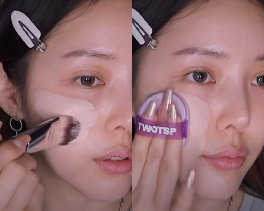 Pony偽素顏妝畫法1:粉底先鋪再拍