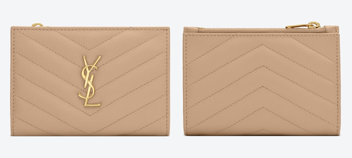Saint Laurent 絎縫小牛皮短夾，NT15,300