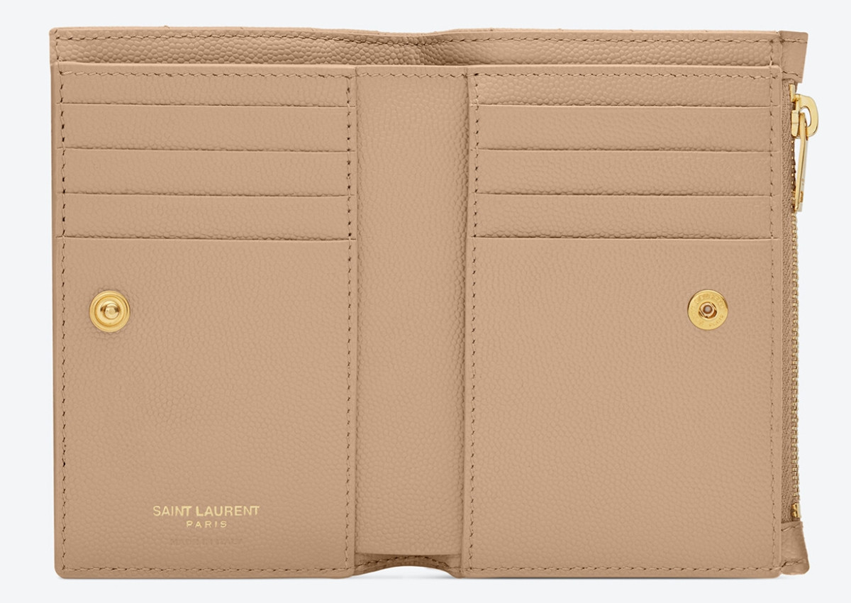 Saint Laurent 絎縫小牛皮短夾，NT15,300