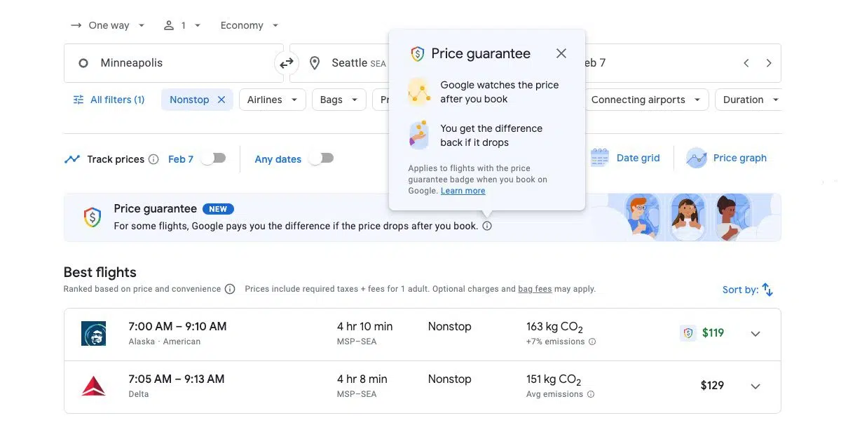 Google Flights 超佛功能!價格保證,買貴就退錢