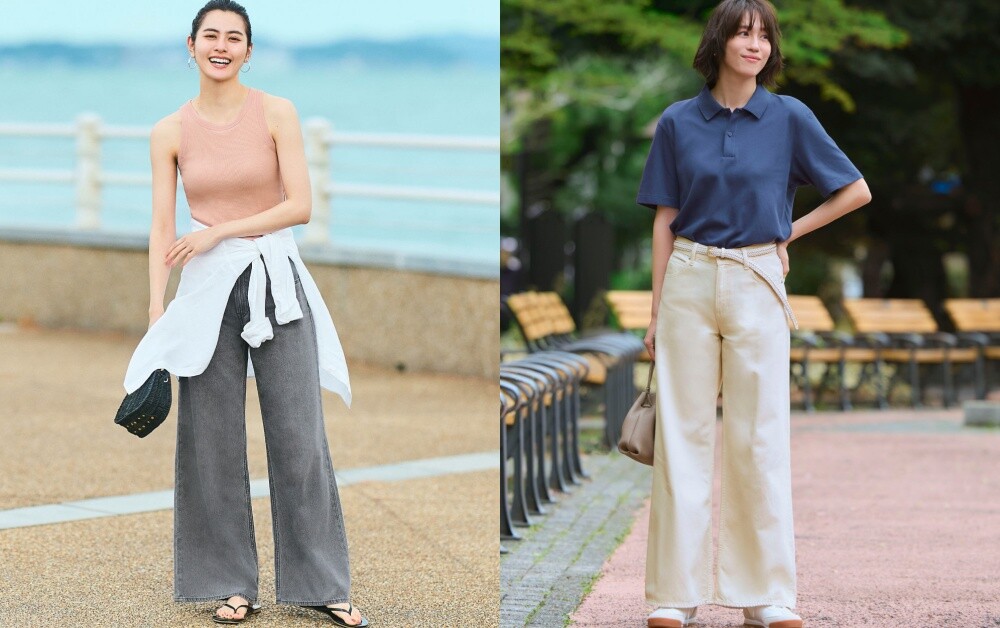 UNIQLO 垂墜感牛仔寬褲：視覺顯比例、顯高神器，NT$1,290